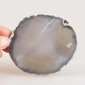 3.3" Brown Agate Coaster Polished Crystal Slice Druzy Geode Home Decor 85g - Picture 1 of 4
