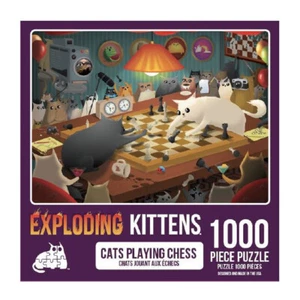 1000pc Exploding Kittens Puzzle Cats Playing Chess Kids/Children Fun Game Toy - Picture 1 of 2