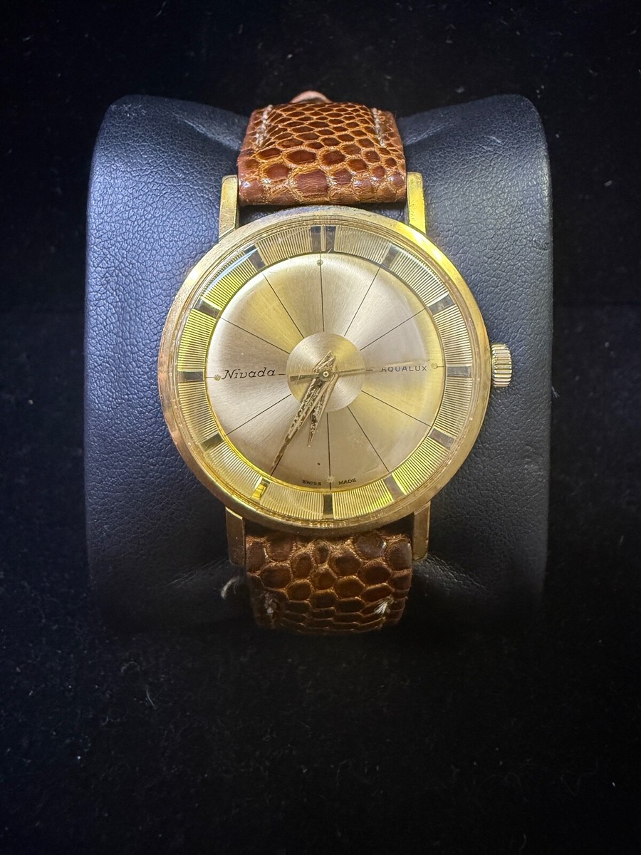 🕰️ Vintage Nivada Aqualux Men's Watch | Rare Swiss-Made Gold