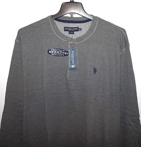 US POLO ASSN Hombres Henley Polar Pullover GRANDE 2X Elastizado Campus Gris Nuevo con Etiquetas - Imagen 1 de 4