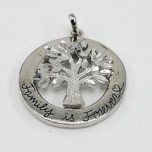 NEW Sterling Silver Pendant Charm Family is Forever Tree 3D Home Love Mom Dad - Picture 1 of 6