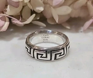 Sterling Silver Ring Native American Kirk Lente Greek Key Sz 11 Mens Band 925 - Picture 1 of 5
