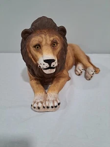 Figura de resina de león vintage ojos de vidrio interiores de hogar regalos 1997 12"x6" - Imagen 1 de 6