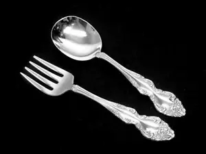Rogers Baroque Rose 2pc Silver Plated Baby Set c1967 - Picture 1 of 3