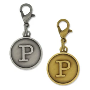 PinMart's Antique Gold and Silver Letter P Alphabet Initial Charm - Picture 1 of 5
