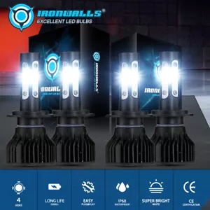 4-Sides H7 H7 LED Headlight Combo Bulbs High Low Beam Super Bright White 6000K - Picture 1 of 16