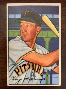 1952 Bowman Baseball Card GEORGE METKOVICH #108 Pittsburgh Pirates VG+ to EX - Bild 1 von 2