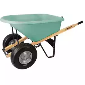 Brentwood ACWB20477 6 CU FT DUAL WHEEL WHEELBARROW POLY 6" TURF TIRES - Picture 1 of 1