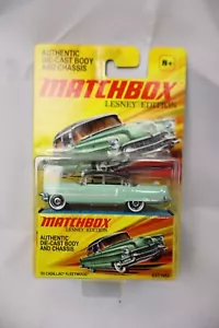 2011 MATCHBOX LESNEY EDITION 1955 CADILLAC FLEETWOOD LIGHT GREEN + BOX NIP - Picture 1 of 2