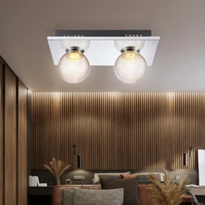 Plafoniera Lampada Sala Pranzo Vetro Argento Lampada da Cucina Sfera LED - Foto 1 di 6