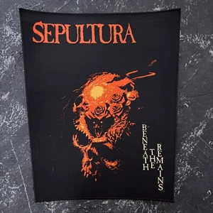 SEPULTURA - BENEATH THE REMAINS WOVEN BACKPATCH BLACK BORDER THRASH METAL - Picture 1 of 2