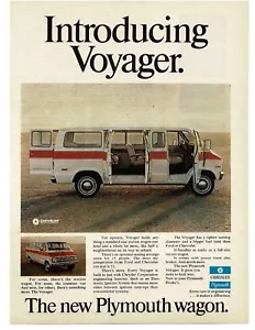 1974 PLYMOUTH VOYAGER Van Wagon White w/ Red Stripe Vintage Ad - Picture 1 of 1