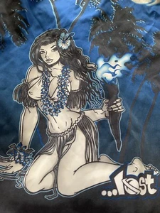 Rare Vintage Blue Lost Enterprises Hawaiian Hula Pin Up Girl Surf Board Shorts - Bild 1 von 9