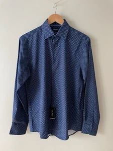 Nautica Anchor Patterned Navy Slim Fit Shirt 15-15.5” Size M 32/33” Smart (42) - Picture 1 of 16