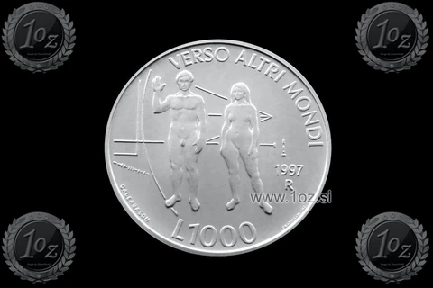 SAN MARINO 1000 LIRE 1997 ( UNIVERSE ) SILVER Commemorative Coin (KM# 369) UNC Cover