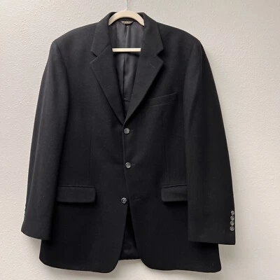 Bill Blass Mens Blazer 43 long black Camel Hair Suit Jacket made in USA - Image 1 of 4