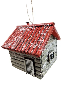 Große Holz Wald Hütte Ornament verschneite Akzente Weihnachten Lodge - Bild 1 von 3