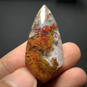 Cabujón de ágata pluma musgo escénico 40x18x6 mm alta calidad 27,5 quilates - Imagen 1 de 7