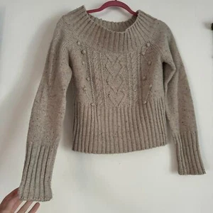 Early 2000s y2k Cropped Cable Knit Chunky Sweater - Picture 1 of 6