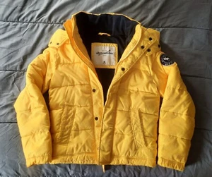 Abercrombie & Fitch Yellow Puffer Winter Coat Kids Size XL Jacket - Picture 1 of 7