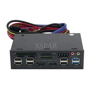 5,25" PC Frontplatte Armaturenbrett Medien USB 3.0 Hub Audio Esata Sata Kartenleser* - Bild 1 von 9