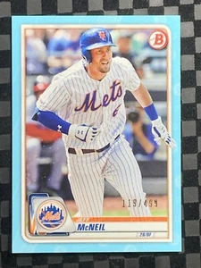 2020 Bowman Paper Sky Blue Parallel #77 Jeff McNeil New York Mets #'d 119/499 - Bild 1 von 4