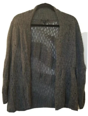 Cárdigan Eileen Fisher 100 % bebé alpaca frente abierto suéter gris acogedor mediano M Foto 1 de 4