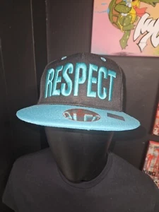 Respect Black Snapback Hat With Teal  3-D Puff Letters - Picture 1 of 7