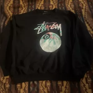 Stussy Sweater Womens L Tye Dye 8 Ball Pullover Skater Sweatshirt - Picture 1 of 9