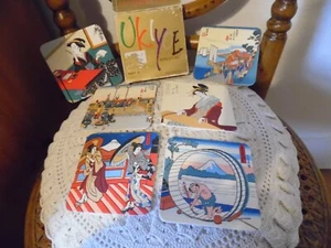 12 Vintage Unused UKLYOE Japanese Fine Art Coasters Miniature Block Prints - Picture 1 of 4