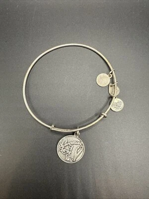 Alex & Ani Silver 925 Charm expandable Bangle Bracelet Because I Love You. - Image 1 of 4