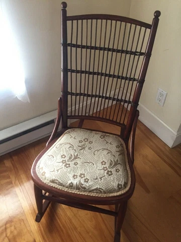 Antique Ladies Wooden And Upholstered Rocking Chair Cover
