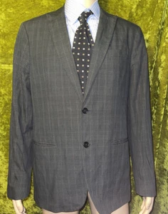 John Varvatos Luxe Men's Dark Gray Plaid Cotton Sport Coat Peak Lapel Blazer 42R - Picture 1 of 9