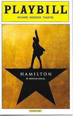 Hamilton Broadway Playbill, Opening Night Date Jonathan Groff Lin-Manuel Miranda - Image 1 of 4