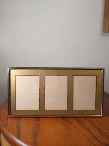 Cornice portafoto vintage oro 9 x 4 1/2 tre sezioni 2 x 3 in cornice laterale - Foto 1 di 6