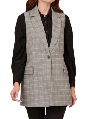 Adrianna Papell Glen Sleeveless Duster Vest Size M - Изображение 1 из 4