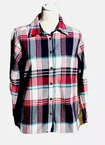 Giacca camicia foderata in pile Orvis taglia media rossa nera bianca grigia teal plaid a scatto - Foto 1 di 10
