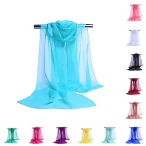 Women's Chiffon Scarf Shawl Long Scarves Turban Hijabs Shawl Head Wrap 21 Colors - Picture 1 of 33