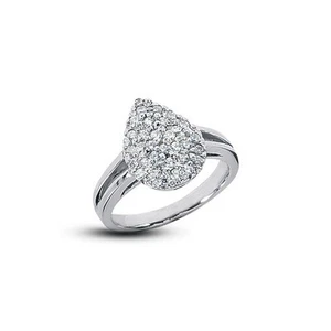 Anillo de aniversario de oro de 18k con diamantes certificados naturales corte redondo E VS1 1/2 quilate - Imagen 1 de 3