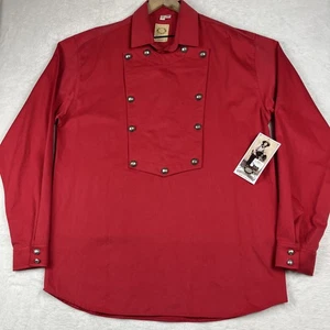 Camisa De Colección Wah Maker Babero Popover Para Hombre Grande Rojo Calvario EE. UU. Frontier Clothing - Imagen 1 de 11