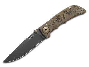Spartan Blades Harsey 3.25 Runes Bronze Titanium Black CPM MagnaCut Pocket Knife - Picture 1 of 2