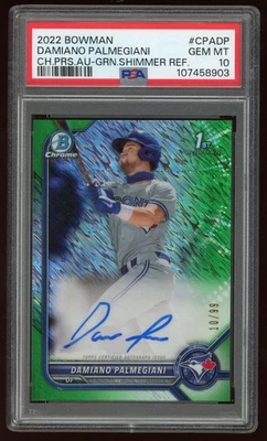 2022 Bowman Chrome Damiano Palmegiani Green Shimmer RC Autograph /99 PSA 10 - Image 1 of 2