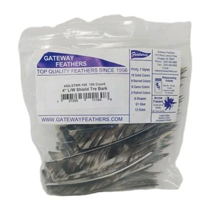100 Pack Gateway Feathers 4" Left Wing: Shield Camo Tre Bark 400LSTBR-100 - Picture 1 of 3