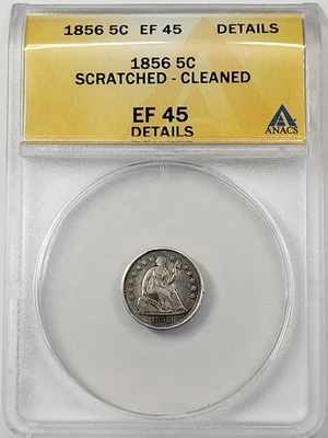 1856 Seated Liberty Half Dime ANACS XF-45 Scratched / Cleaned - Image 1 of 4