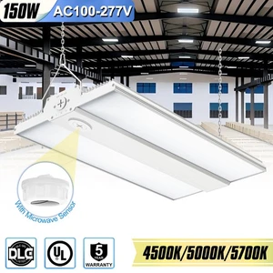 150W LED Linear High Bay Light With Microwave Sensor Adjustable CCT 4500K-5700K - Picture 1 of 11