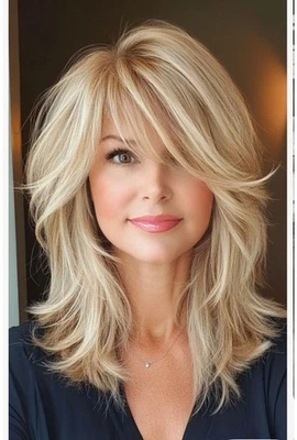 Short Layered Cut Blonde Wig with Bangs 100% Human Hair Lace Front Wigs - Image 1 of 3