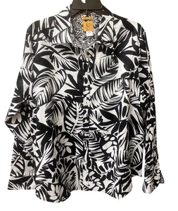 Ruby Rd Womens 16W Black White Wrinkle Resistant Casual Career Button Up NWOT - Picture 1 of 3