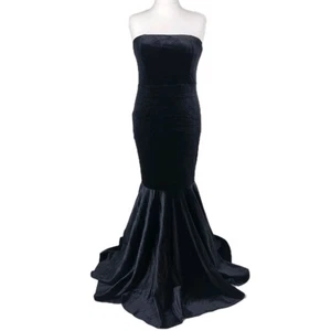 Moda Vestido de Noche Nova Stella Terciopelo Negro Talla XL Sin Tirantes Nuevo con Etiquetas - Imagen 1 de 5