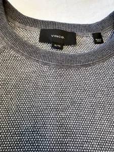VINCE CASHMERE Blend CREWNECK Birdseye RAGLAN MEN SWEATER XL GRAY Soft - Picture 1 of 9