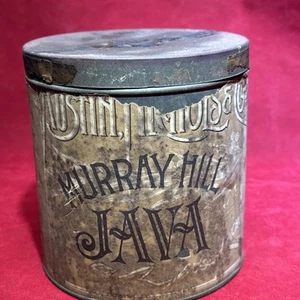 Antique Austin Mills Murray Hill Java Coffee Tin 2lb ? 1800’s Rare - Picture 1 of 15